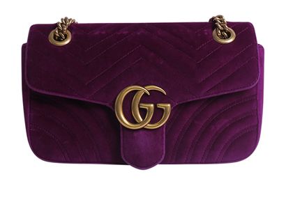Medium Marmont, &pound;820, Handbags, Purple, Velvet, Front view
